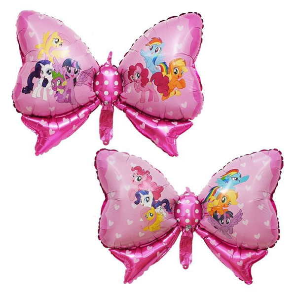 Куля фольгована фігурна 90х62 см Бант сердечки Мій маленький поні My Little Pony Рожевий