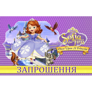 Запрошення Принцеса Софія 7х12 см 10 шт в упаковці Фіолетовий