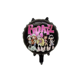 Куля фольгована кругла 18" 45 см з малюнком Ляльки Братц Bratz Чорний