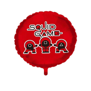 Куля фольгована кругла 18" 45 см з малюнком Гра в кальмара Squid game Червоний