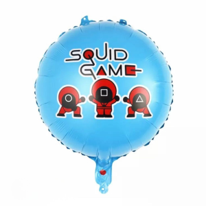 Куля фольгована кругла 18" 45 см з малюнком Гра в кальмара Squid game Блакитний