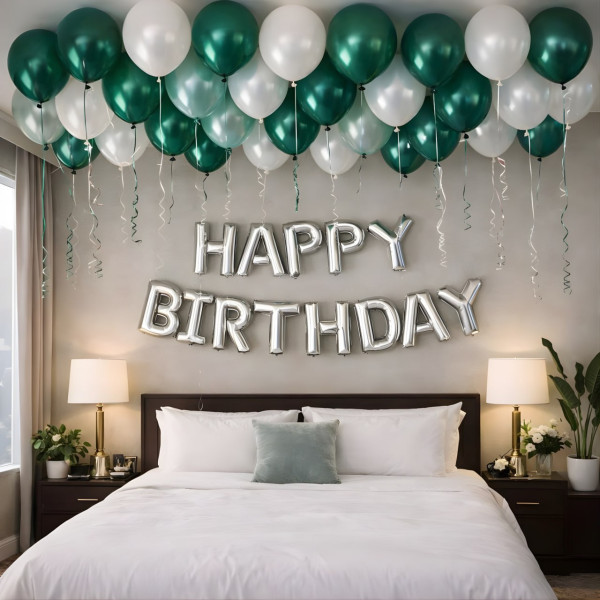 Набір 30 куль під стелю з написом Смарагдова роса Білий і зелений