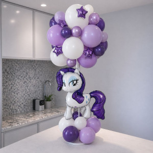 Набір 50 кульок з телескопічною стійкою My Little Pony Мій маленький поні Раріті Бузок і білий