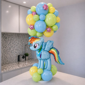 Набір 50 кульок з телескопічною стійкою My Little Pony Мій маленький поні Веселка Деш Блакитний і салатовий