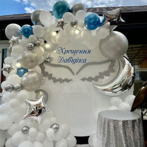 Набір 120 кульок для арки фотозони Під крилом янгола Білий і срібло