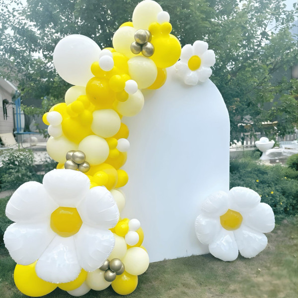 Набір 100 кульок для арки фотозони Ромашкове сяйво Жовтий і білий