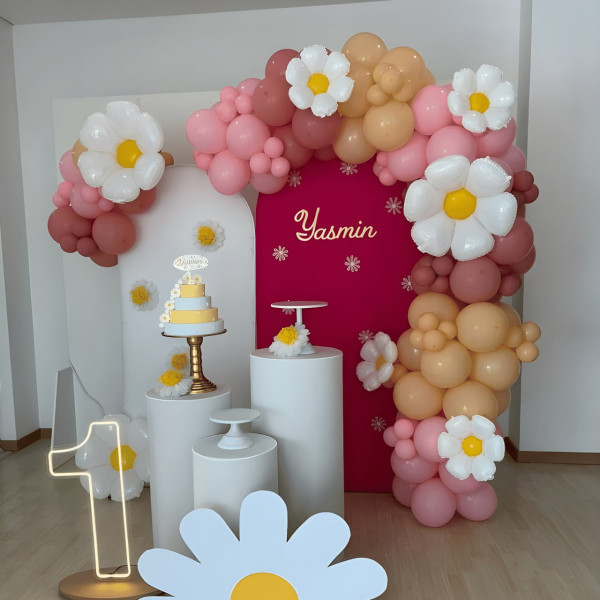 Набір 100 кульок для арки фотозони Ромашкова симфонія Рожевий і бежевий