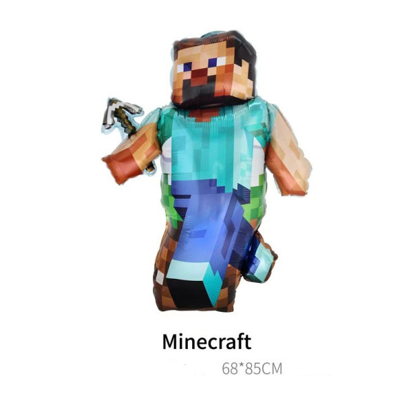 Куля фольгована фігурна 85х68 см Стів Minecraft  Майнкрафт піксель Синій