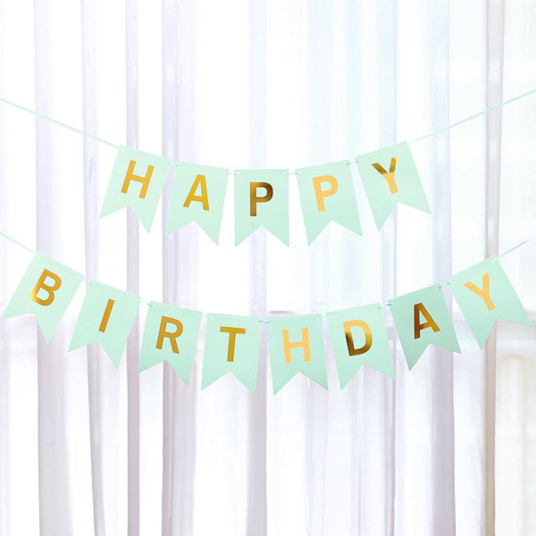 Напис картонний на прапорцях 20 см Happy Birthday М'ята 3 метри