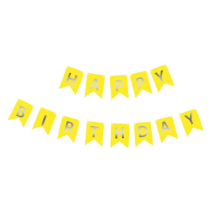Картонний напис на прапорцях 16 см Happy Birthday Золото на жовтому 2,3 метра