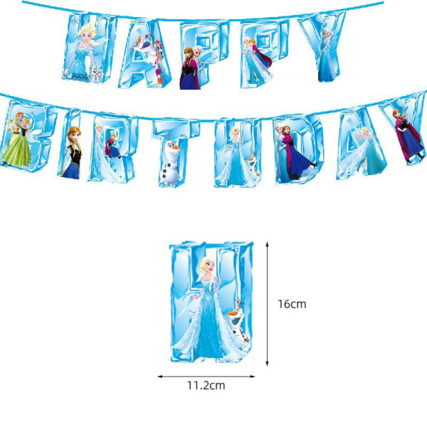 Напис картонний Happy Birthday 16 см Крижане серце Блакитний