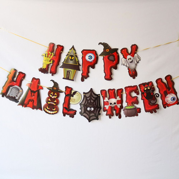 Напис картонний на Хелловін Happy halloween Червоний