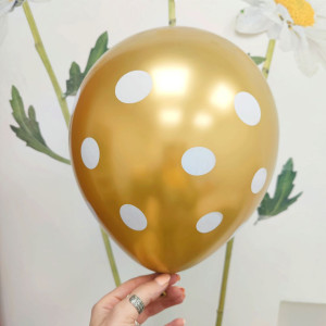 Кулі латекс 12 "30 см з малюнком Горох Хром Золото Упаковка 5 шт