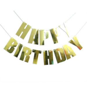 Напис картонний 18х10 см Happy Birthday друкований Золото