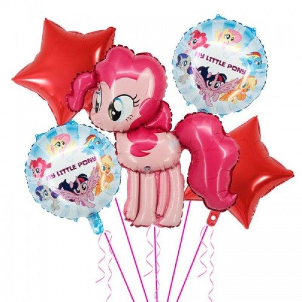 Міні набір на 5 повітряних куль фольга Поні рожевий my little pony