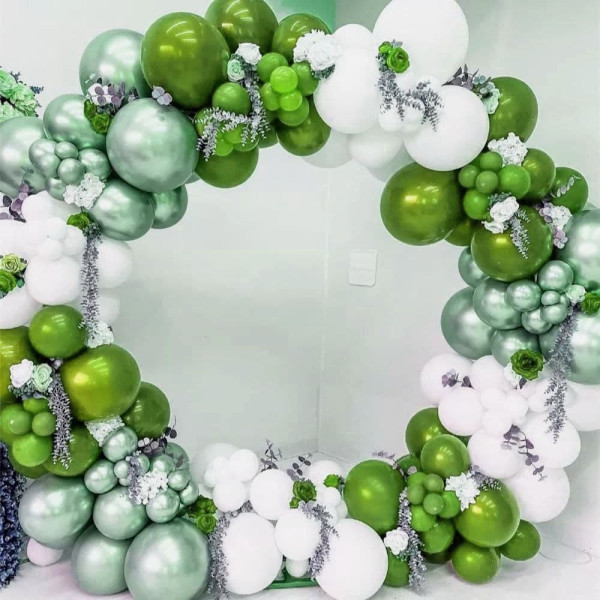 Набор 180 шаров для арки фотозоны без каркаса Мята Зеленый с белым
