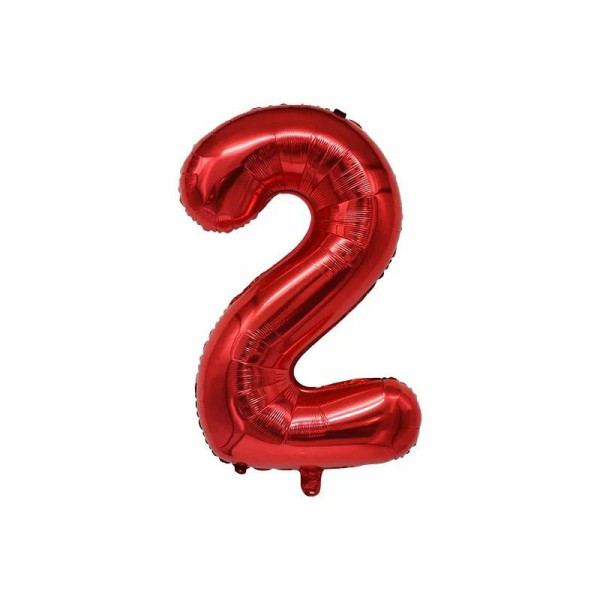 Куля фольгована фігурна Цифра 2 90 см Червоний