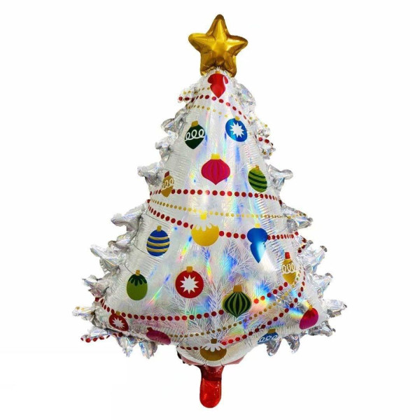 Куля фольгована фігурна Ялинка Merry Christmas 80х60 см Білий