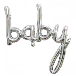 Куля фольгована напис надувний 80х105 см Baby Срібло