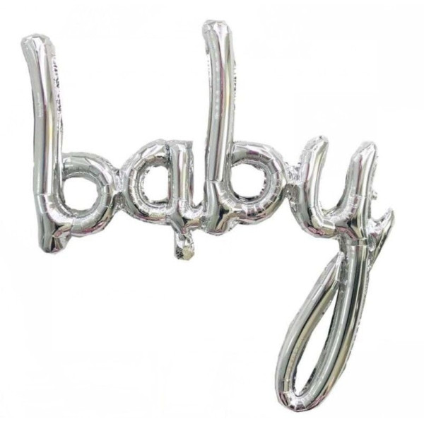 Куля фольгована напис надувний 80х105 см Baby Срібло