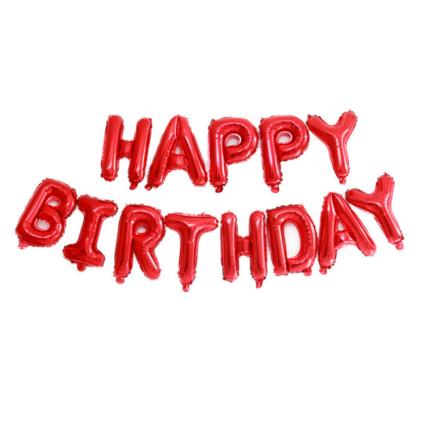 Шар фольгированный надпись надувная 40 см Happy Birthday Красный