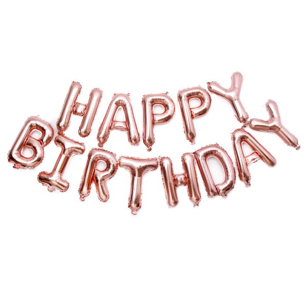 Шар фольгированный надпись надувная 40 см Happy Birthday Розовое золото