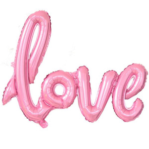 Куля фольгована напис надувний 108х64 см LOVE Рожевий