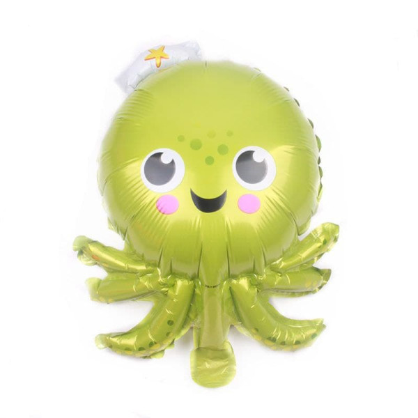 Шар фольгированный мини фигура 30х35 см Осьминог Салатовый