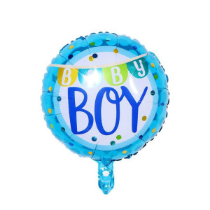 Куля фольгована кругла 18" 45 см з написом Baby boy Блакитний
