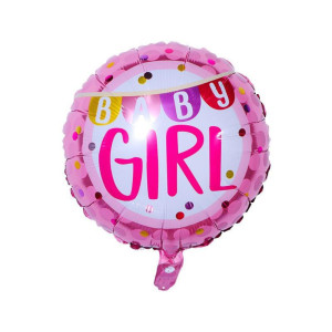 Куля фольгована кругла 18" 45 см з написом Baby girl Рожевий