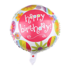 Куля фольгована кругла 18" 45 см з малюнком Happy birthday Різнокольоровий