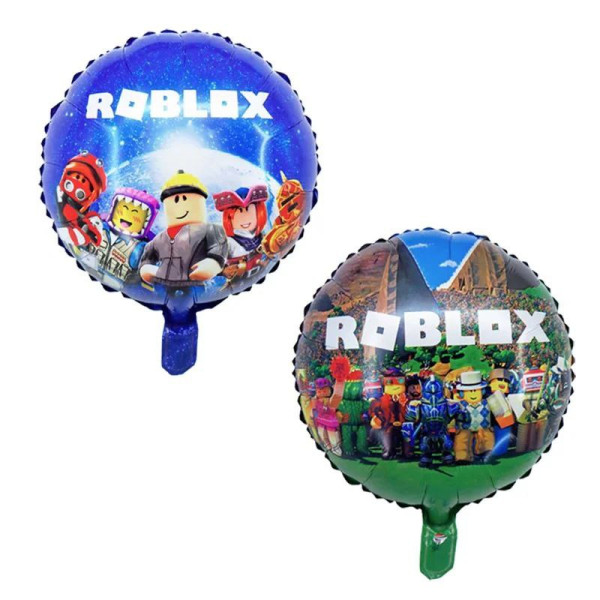 Шар фольгированный круглый 18" 45 см с рисунком Роблокс Roblox Синий