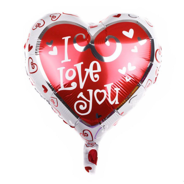 Куля фольгована серце 18" 45 см з малюнком I love you Червоний і білий