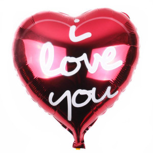 Куля фольгована серце 18" 45 см з написом I love you прописом Червоний