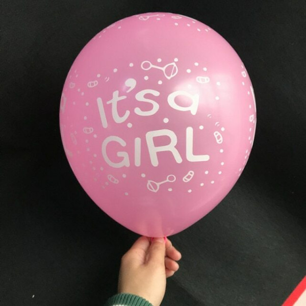 Кулі латекс 12" 30 см для виписки з пологового будинку з написами It's a girl Рожевий Упаковка 5 шт