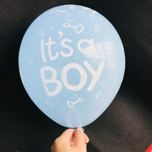 Кулі латекс 12" 30 см для виписки з пологового будинку з написами It's a boy Блакитний Упаковка 5 шт