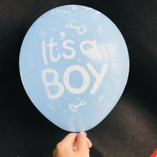 Кулі латекс 12" 30 см для виписки з пологового будинку з написами It's a boy Блакитний Упаковка 5 шт