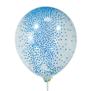 Кулі латекс 12" 30 см Прозорі з горошинками конфетті Блакитний Упаковка 5 штук