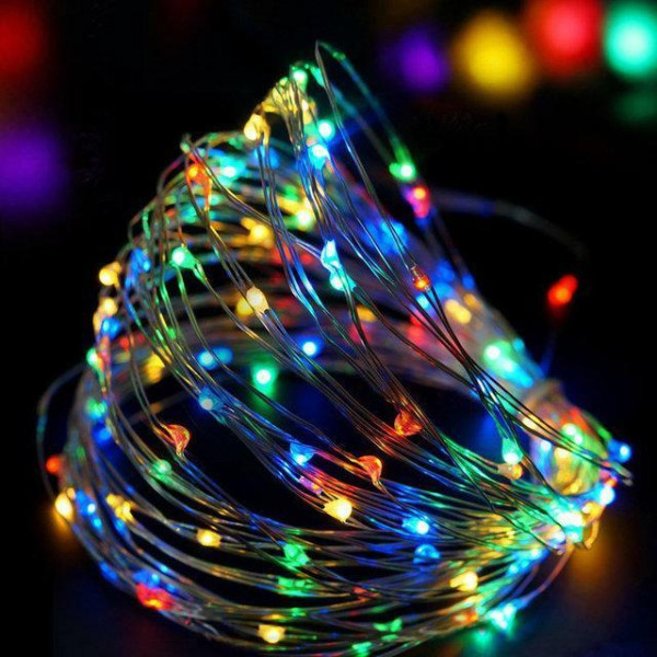 Гірлянда LED ниточна 3 метри Крапля роси Різнокольорові вогники Батарейки
