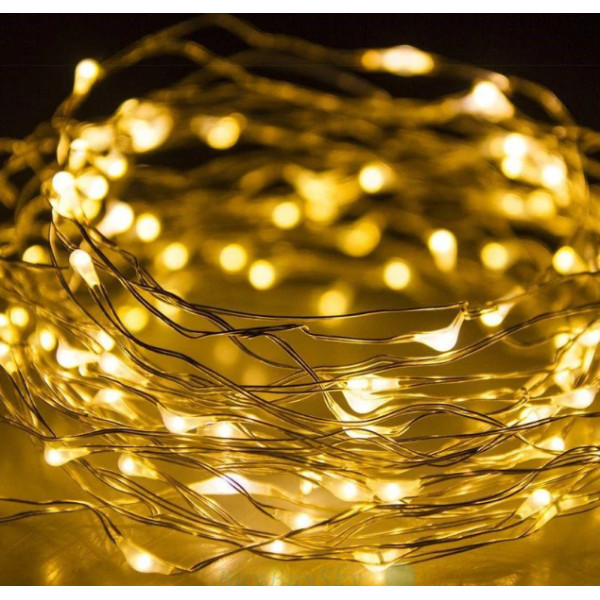 Гірлянда LED ниткова 3 метри Крапля роси Тепле світло Батарейки
