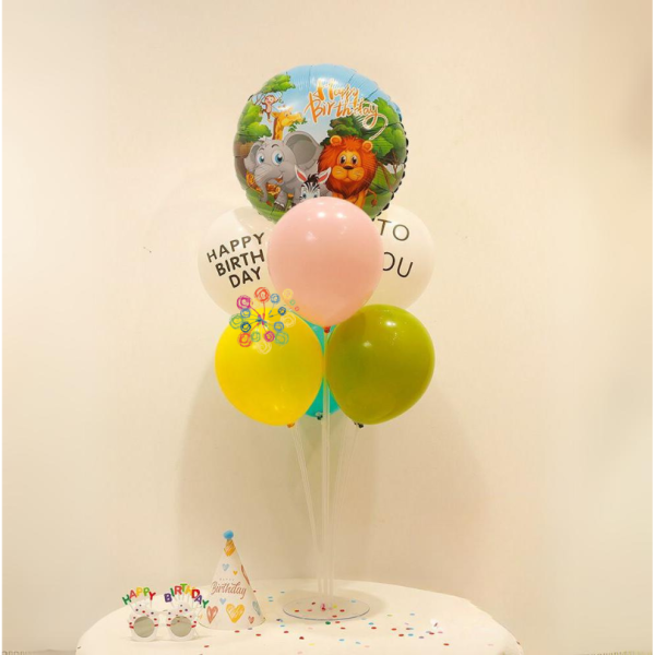 Набор 7 шаров со стойкой Сафари Happy birthday Зеленый