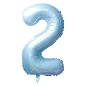Куля фольгована фігурна Цифра 2 40" 100 см Металік блакитний