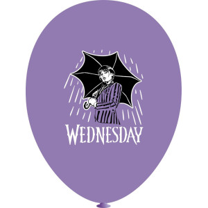 Шар латексный 12" 30 см с рисунком Венсдей Wednesday под дождем Фиолетовый