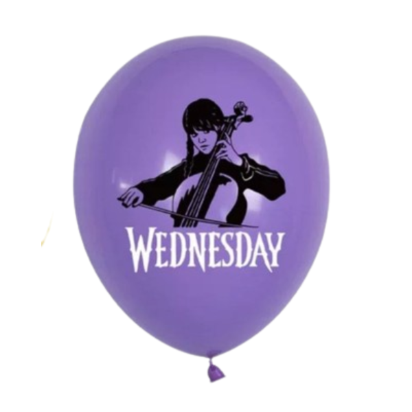 Шар латексный 12" 30 см с рисунком Венсдей Wednesday Виолончель Фиолетовый